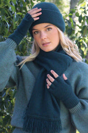 Ribbed Cuff Fingerless Possum Merino Gloves